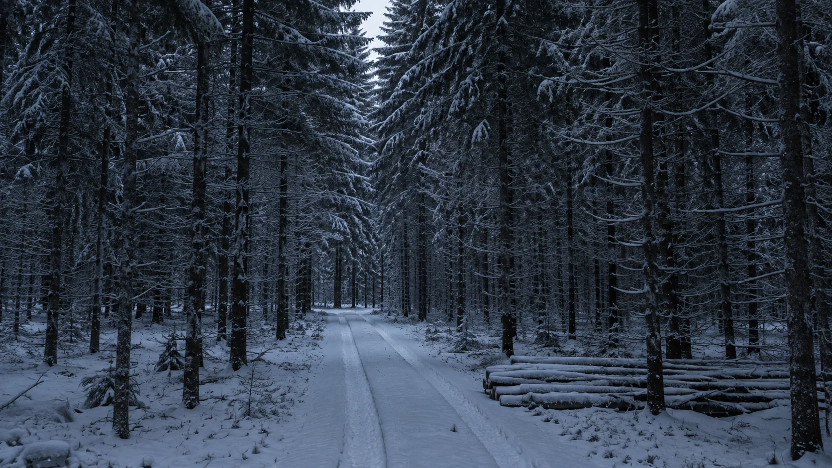 Spruce forest outside Sävar in winter